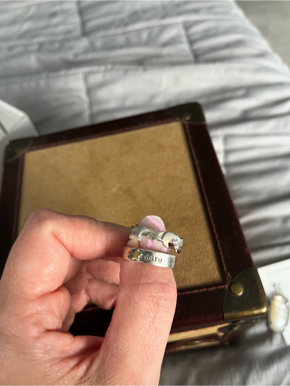 Cute Silver Stackable Rings with Heart and Star Details